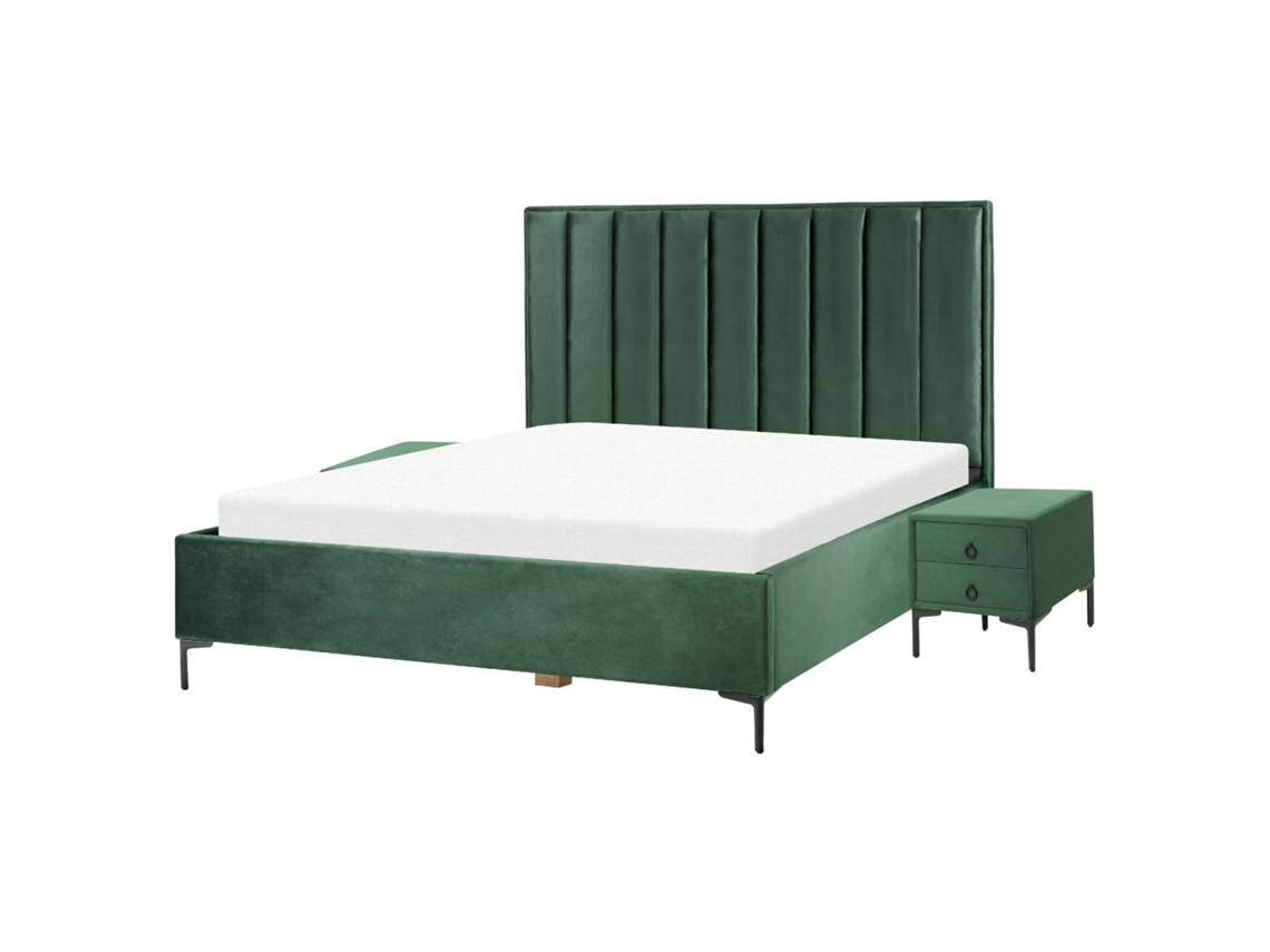 BELIANI Juego de Dormitorio Sezanne Terciopelo Verde 150x215x142