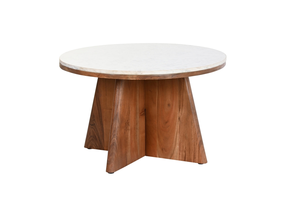Mesa Centro Acacia Marmol Blanco 70x70x43cm