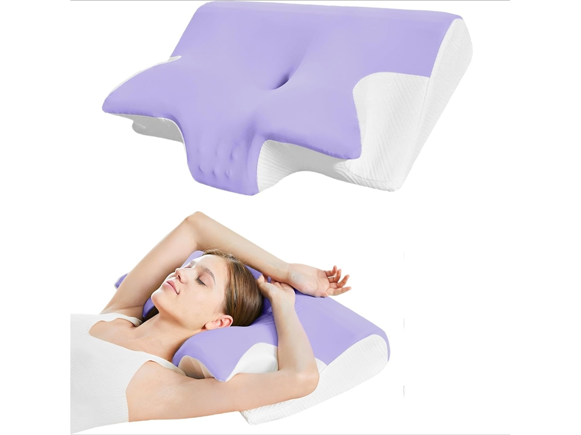 Almohada Ergonómica De Espuma Viscoelástica Para El Cuello, Almohada Ortopédica Para El Cuello, Alivia El Dolor De Cuello, Color Morado. Digitallab