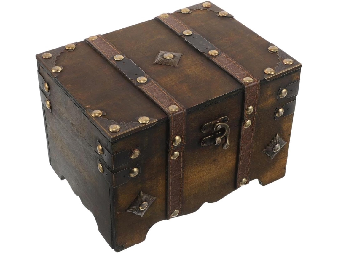 Caja De Joyería De Madera De 18x13x13 Cm Con Cierre Y Tapa Abatible, Pequeña Caja De Almacenamiento...