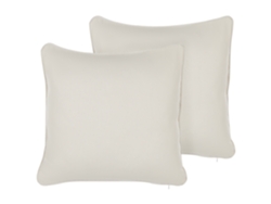 Juego de cojines decorativos BELIANI Heliotrope de Poliéster, Algodón Blanco 45x45x10