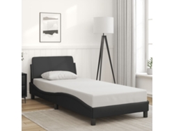 Estructura De Cama Sin Colchón Cuero Sintético Negro 90x190 Cm