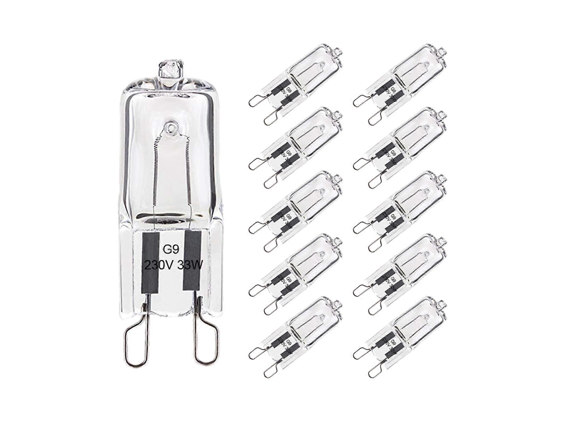 Rebe-lote De 10 Bombillas Halógeno G9 33w Blanco Cálido 2800k 420lm 230v Tolerancia 300c 2000h