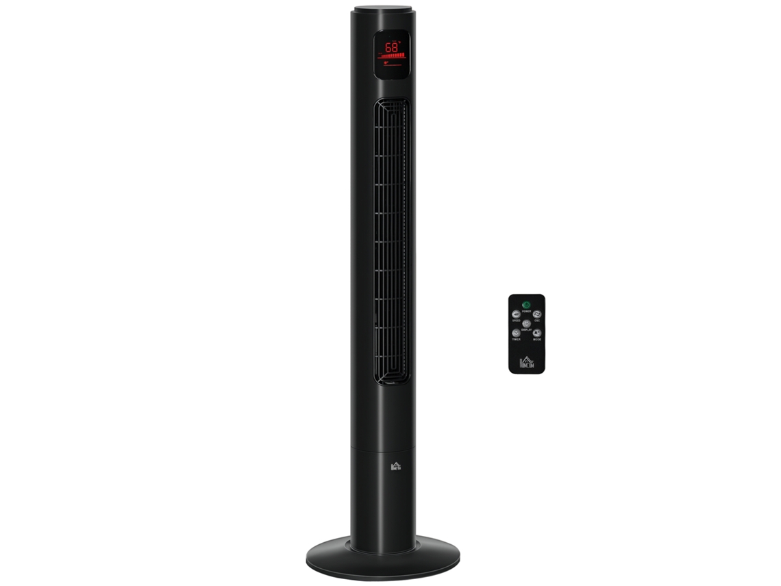 Ventilador De Torre Oscilante 70°, 45w, Panel Led, Mando A Distancia, 2 Modos, Temporizador 12h, Negro
