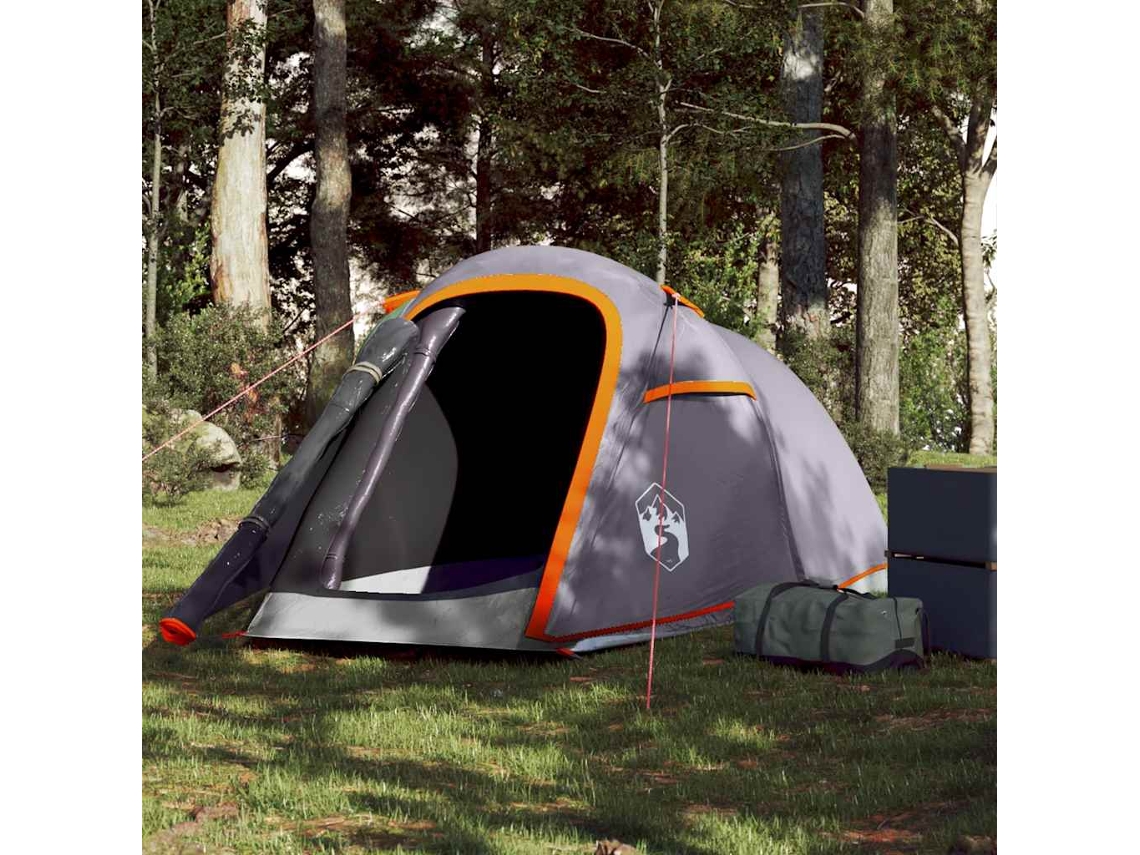 Tienda de campaña tipo túnel impermeable para 2 personas, gris/naranja