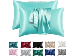 Funda De Almohada De Satén De Imitación Seda Hielo Para Dormir (verde 20x30 Pulgadas) Cuich