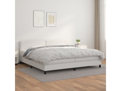 Cama Box Spring Con Colchón Cuero Sintético Blanco 200x200 Cm