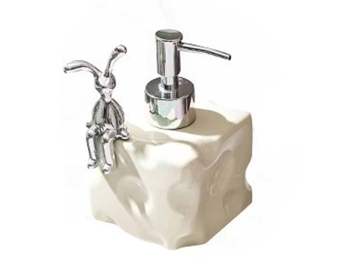 Botella dispensadora de champú de cerámica con bomba, gran capacidad, decoración de baño, blanca, pequeña