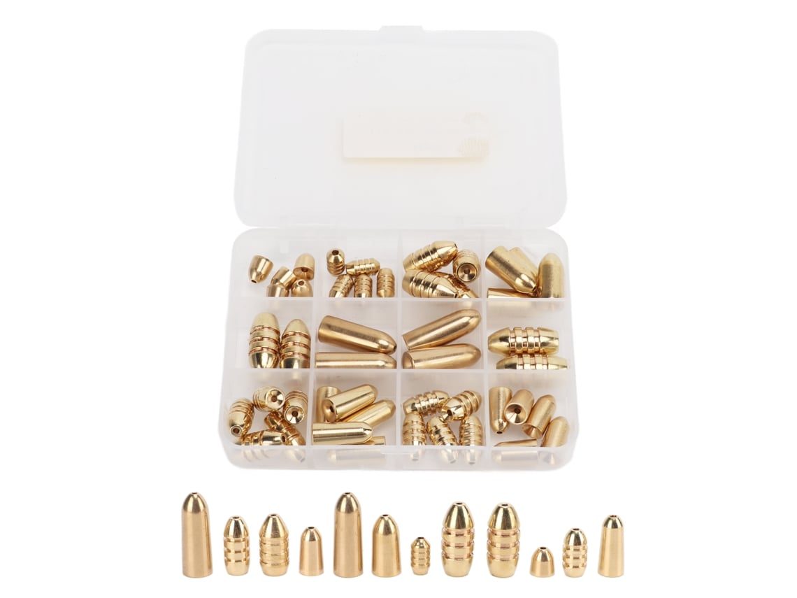 2026rebe-46 Piezas Kit De Plomos De Latón Para Pesca Con Caja Para Agua Dulce Salada Y Bass Fishing