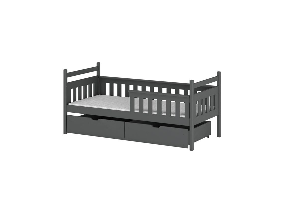 Cama Infantil FURNLUX Emma (Grafito, Madera Maciza - 88X188X85 Cm / 80X180 Cm)