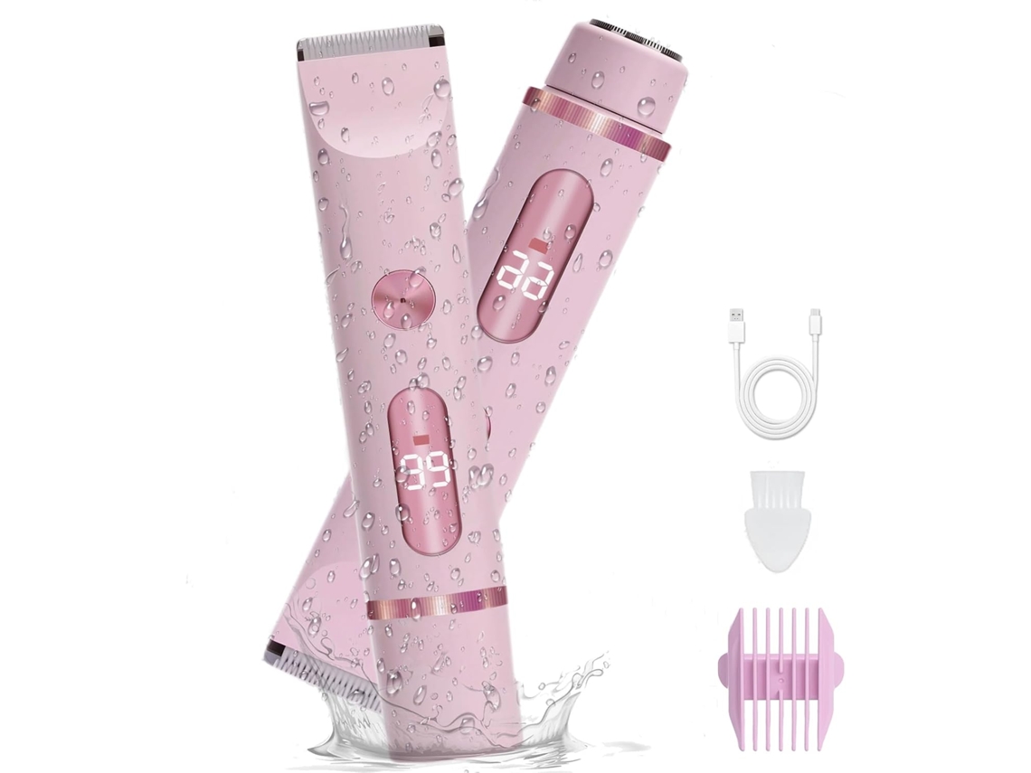 Afeitadora inalámbrica de doble cabezal IPX7 para uso en seco y húmedo, recortadora de cabello, cuerpo y zona del bikini ZYBLSSBB