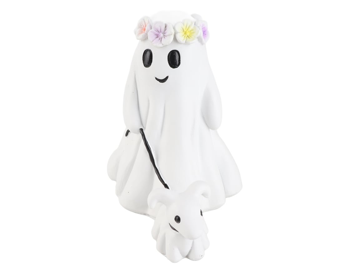 Estátua De Cachorro Fantasma Passeando Decor Resina Adorno Casa Interior Exterior 15cm