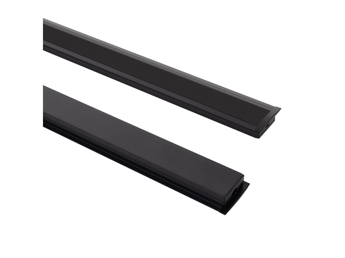 Perfil de Aluminio Empotrable para Tira LED Hasta 18mm con Tapa Continua Negro 2m Negro Translúcido Ledkia