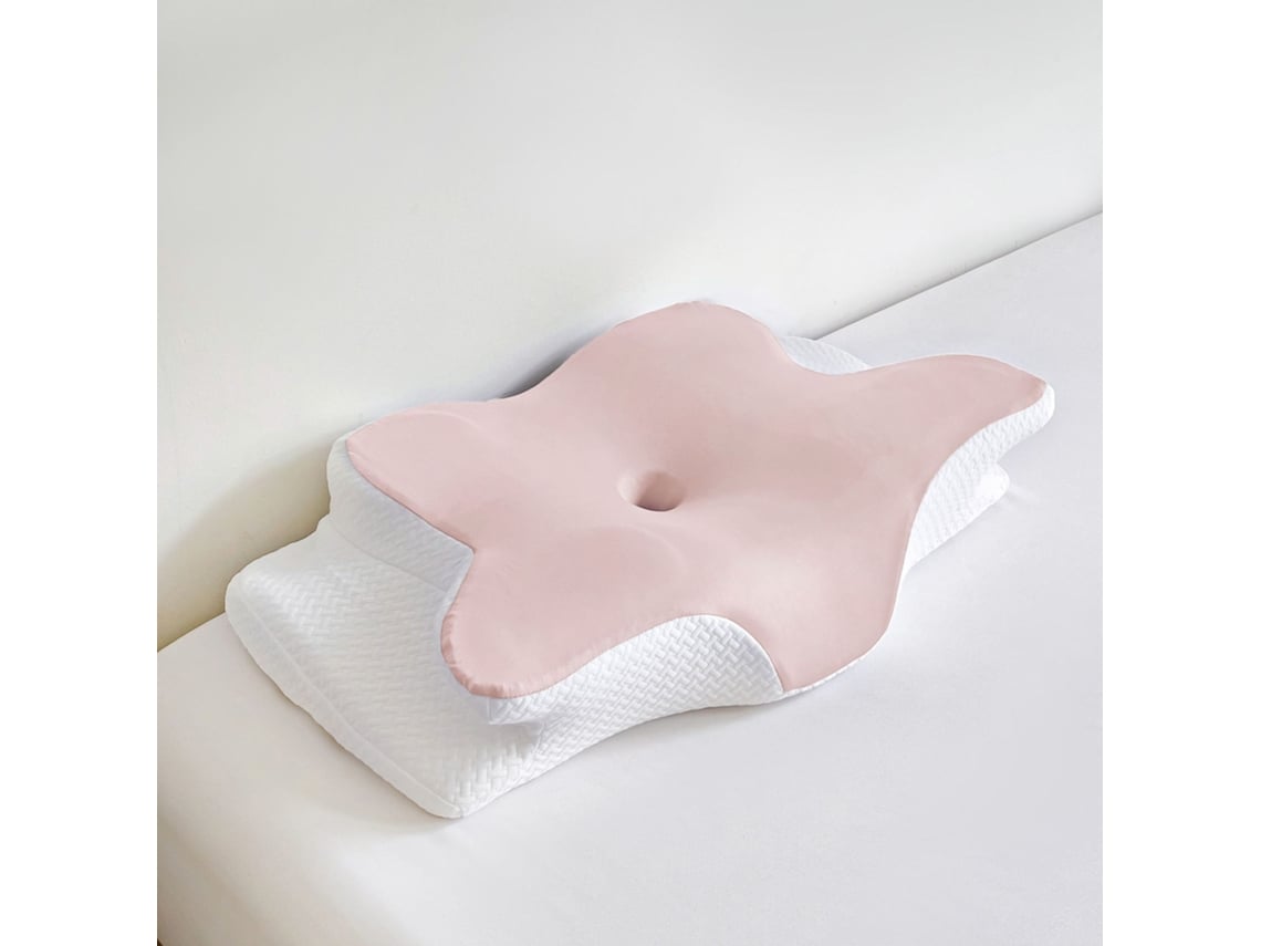 Travesseiro Chrui Ortopédico De Espuma Viscoelástica Em Formato De Borboleta, Suporte Para Cabeça E Pescoço, Eficaz Para Distúrbios Do Sono (rosa)