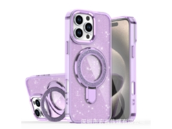 Capa De Celular Com Suporte Magnético E Glitterroxo Translúcido - Samsung S26plus