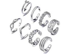 2026-8 Anillos De Pie Ajustables Estilo Étnico Vintage Hechos De Cobre Para Mujer Y Niña
