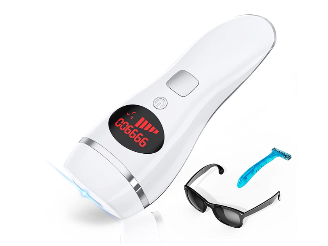Depilación láser IPL para mujeres y hombres, dispositivo permanente e indoloro para el hogar, actualizado a 999.900 flashes, color blanco Yizhood