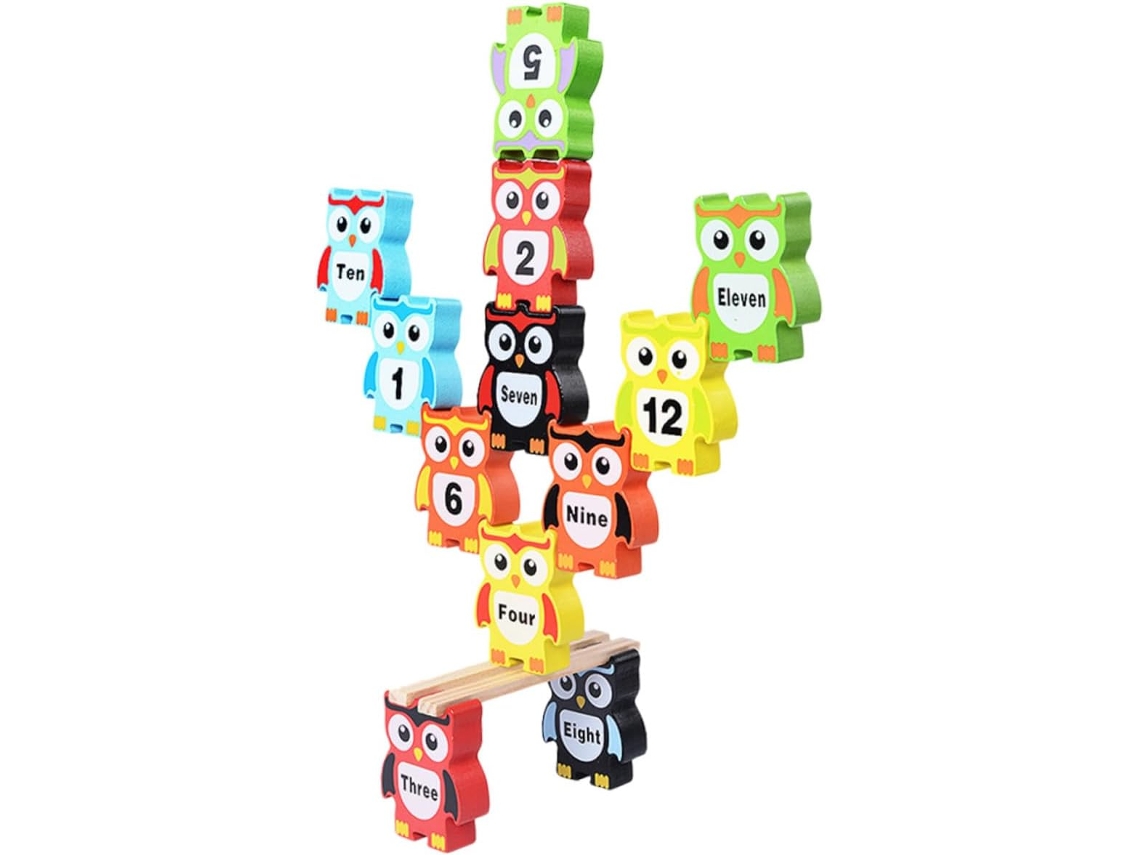 Bloques De Madera Con Números De Búho Coloridos Para Niños Y Niñas, Juego Educativo De Equilibrio