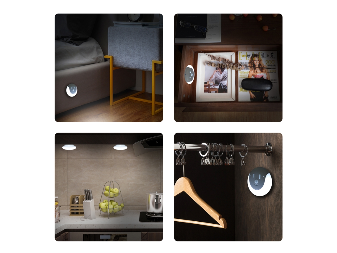 Lámpara de noche 2026 con sensor de movimiento USB, LED, diseño sonriente para habitación infantil, baño y uso en interiores.