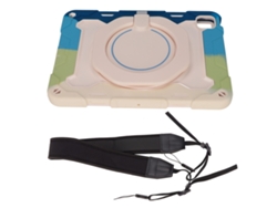 Funda delgada de 3 capas a prueba de golpes para tableta iOS de 11 pulgadas con soporte y correa azul dorado claro