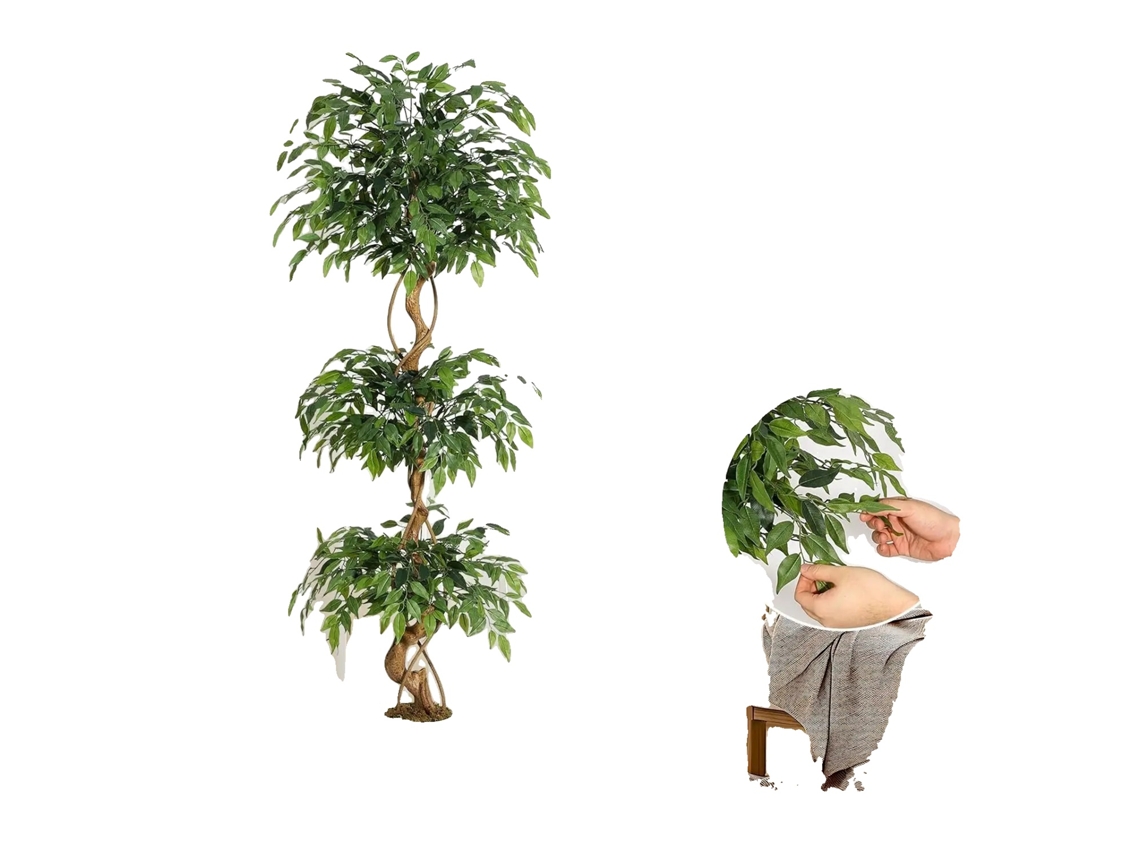 Ficus artificial, diseño multinivel, elegante decoración para el hogar, 183 cm (6 pies), OEM