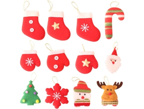12 piezas de colgantes de adornos navideños, kit de decoración de adornos de árbol de Navidad, decoración de mini árbol de Navidad