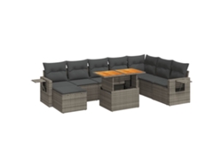 Conjunto de 9 sofás de jardín con cojines de mimbre y patas grises, MAISON EXCLUSIVE (90 x 200 cm)