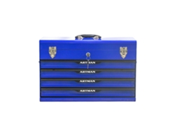 Caja De Herramientas Portátil Con 4 Tomas De Corriente Y Cierre Metálico - Azul/negro