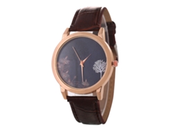 Reloj De Cuarzo Con Correa De Cuero Pu Round Dial Para Parejas Moda Pulsera Café