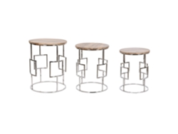 Set 3 Mesita Auxiliar Mango Acero 49,5x49,5x62cm