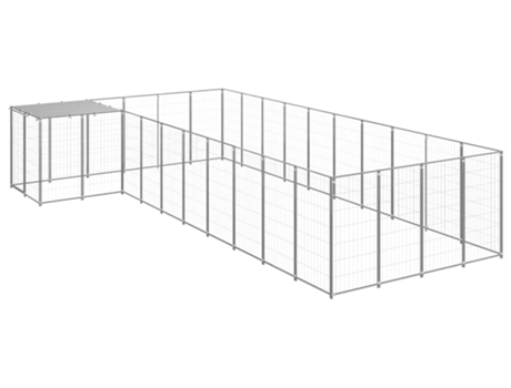 vidaXL Perrera plateada 13,31 m² acero