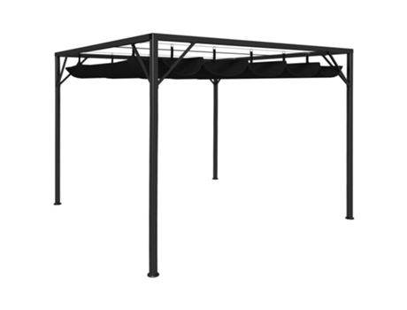 MAISON EXCLUSIVE Cenador de jardín con tejado retráctil gris antracita 3x3 m