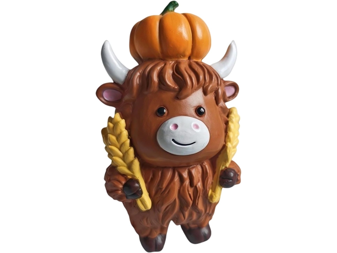 Decoración otoñal con vacas de las Highlands, figuras de resina de ganado de las Highlands para el Día de Acción de Gracias, Slowmoose