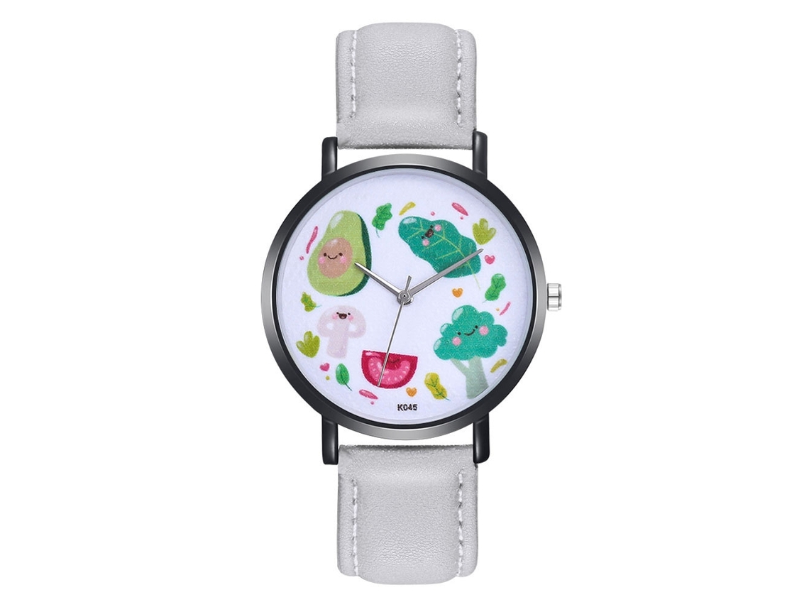Reloj De Pulsera Unisex De Cuarzo Con Correa De Cuero Pu Gris Zhoulianfa