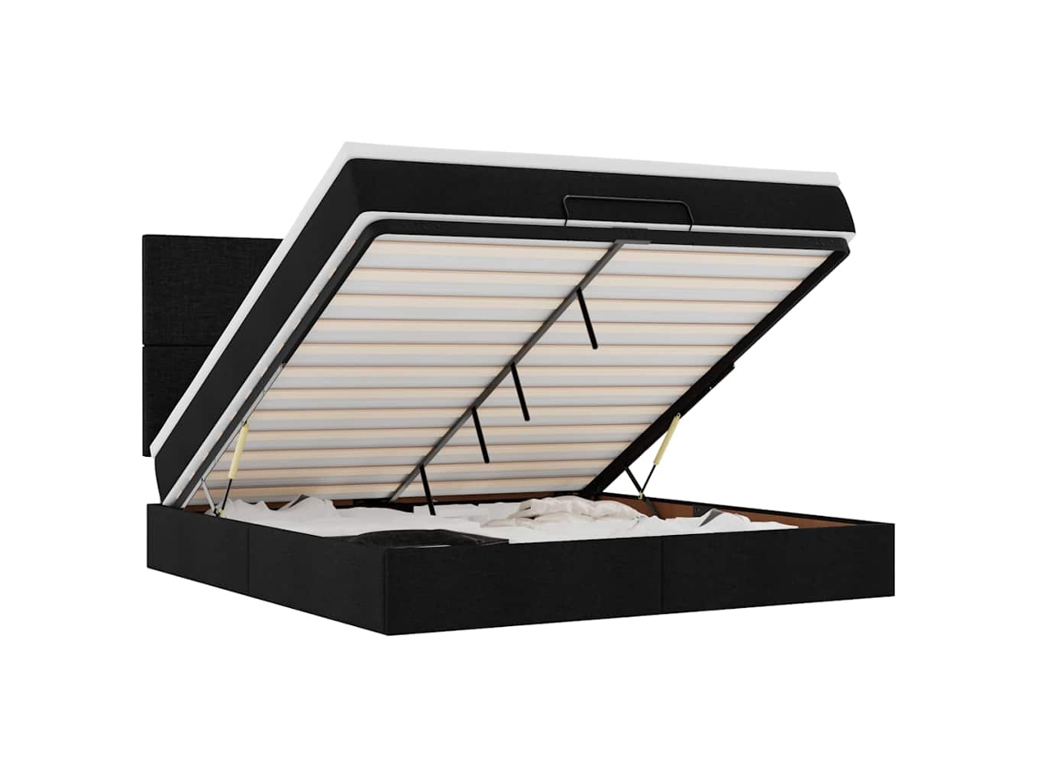 Maison Exclusive - Estructura De Cama Otomana Con Colchón Tela Negra 160x200 Cm