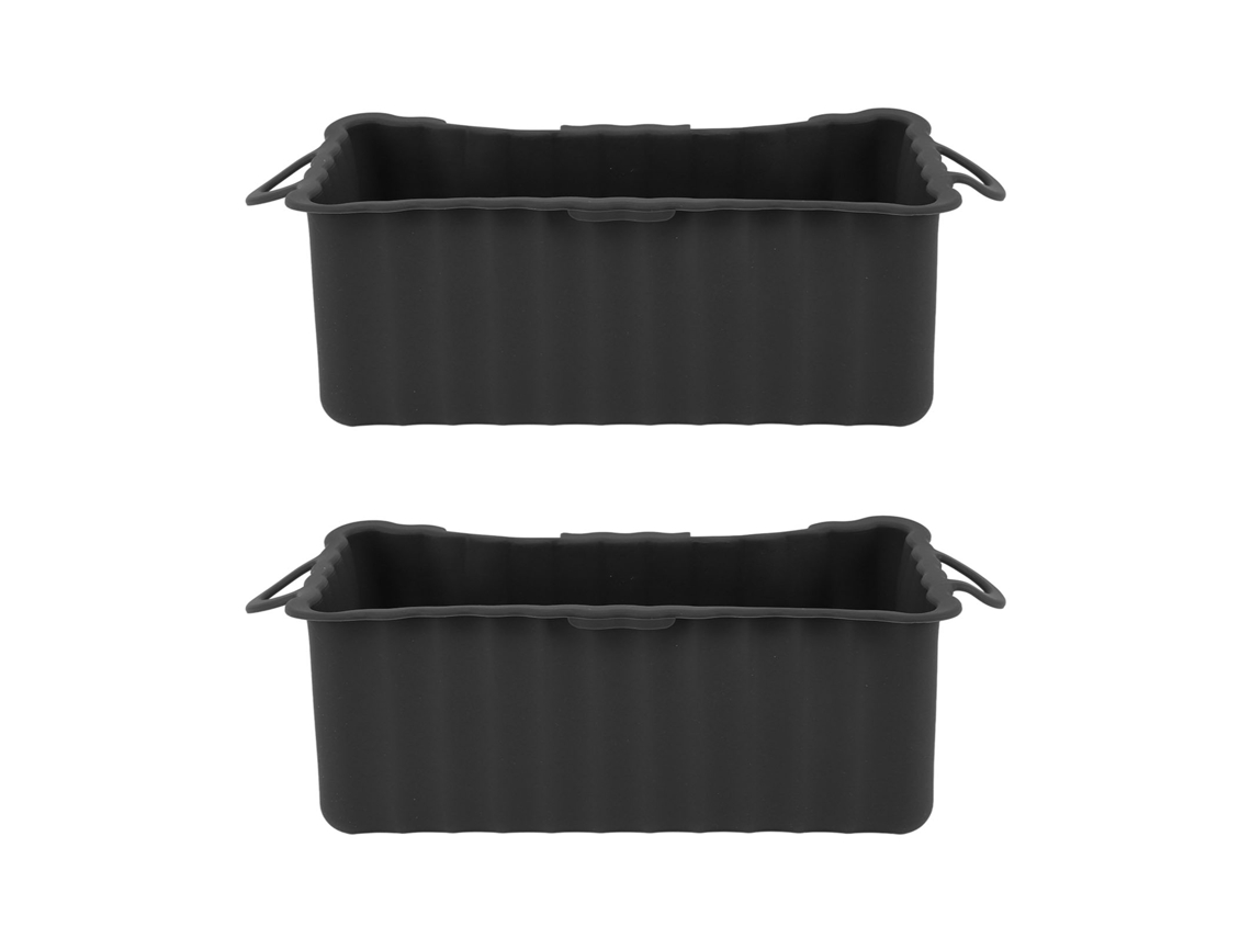 2 bandejas de silicona para recoger grasa de la plancha Blackstone, reutilizables, rectangulares, para barbacoa de camping, color negro.