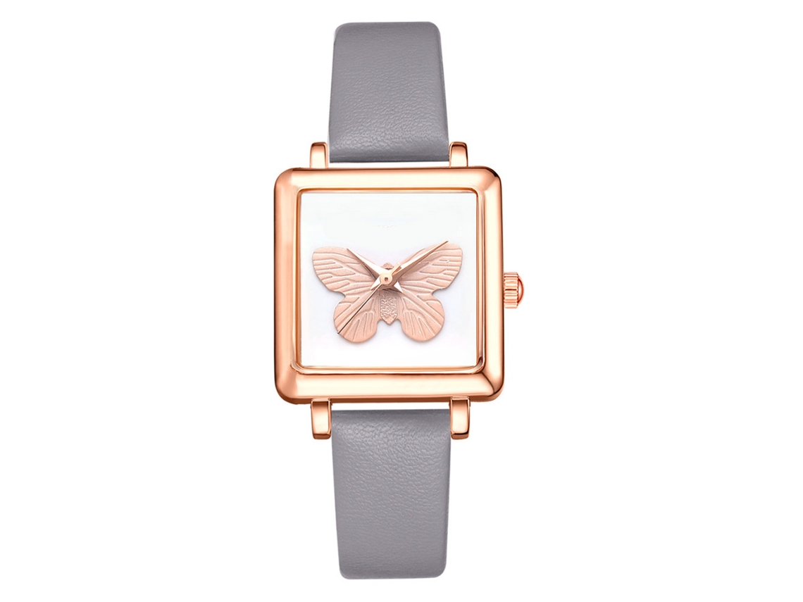 Reloj De Pulsera Casual De Moda Para Mujer Lvpai Con Correa De Cuero Sintético Gris.