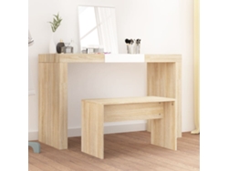 Tocador con banco, 70 x 35 x 45 cm, madera procesada, roble Sonoma, DKD HOME DECOR