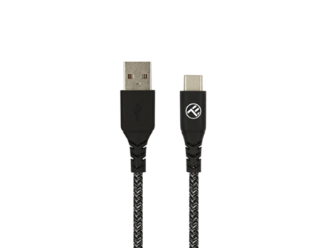 TELLUR Green Cable de datos USB a Tipo-C, 3A, 1m, nailon, plástico reciclado, negro