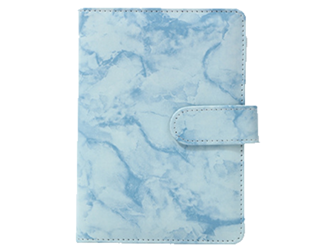 Carpeta De Cuaderno A6 Pequeña Y Portátil De Cuero Pu Azul Azure, Carpeta De Hojas Sueltas Para Diario Y Planificador