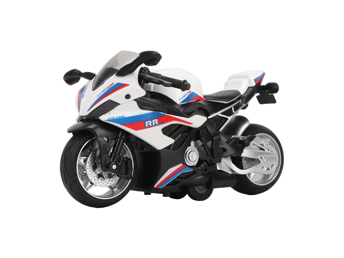 Brinquedo Motocicleta De Recuo Liga Com Efeitos Sonoros E Luzes Alta Simulação Branco
