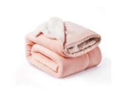 Manta Sherpa de poliéster, extra cálida, reversible, supersuave, para camas tamaño queen, rosa, 150 x 200 cm