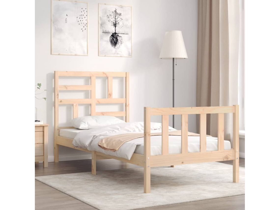 Marco de Cama con Cabecero Madera Marrón (90x200cm)