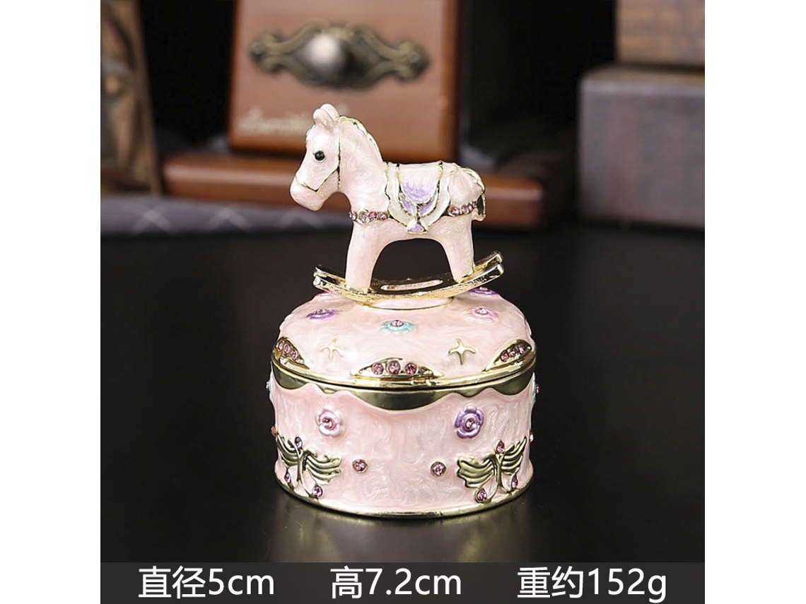 Joyero De Madera Esmaltada Con Forma De Caballo (rosa), Ideal Para Guardar Anillos Y Pendientes.