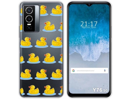 Carcasa para Vivo Y76 5G TUMUNDOSMARTPHONE Dibujos Transparente Pato Multicolor