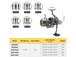 Molinete De Pesca Spinning 17+1bb 4.8:1 Com Alça Intercambiável Esquerda E Direita Metal