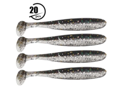 Señuelo de pesca de plástico blando con cola en T, 7,5 cm, color negro, 20 unidades.