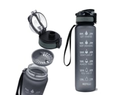 Botella de agua deportiva con temporizador, libre de BPA, 1 litro, portátil, para gimnasio, camping, escuela y entrenamiento.