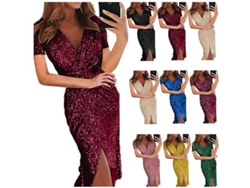 2026-vestido De Lentejuelas Para Mujer Estilo Europeo Y Americano Escote V Elegante Para Fiesta Y Nocheclub
