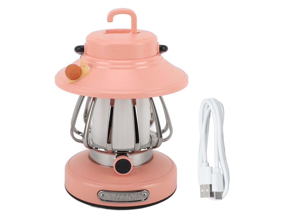 2026-linterna De Camping Retro Recargable Con Regulable Iluminación Y 3 Temperaturas De Color Rosa Portátil Luz De Emergencia